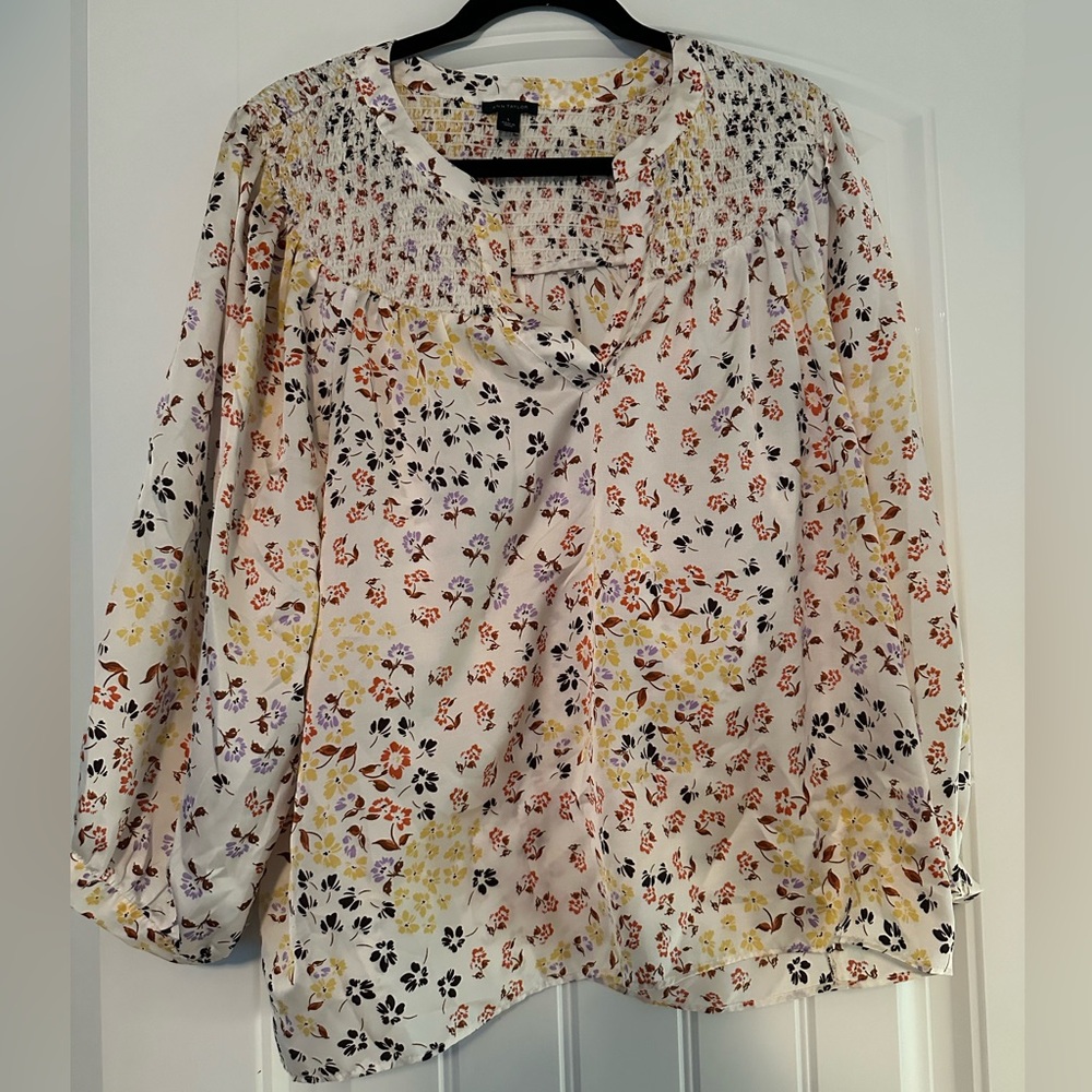 Ann Taylor cream floral blouse